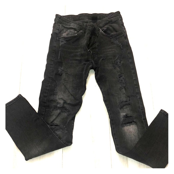 black distressed skinny jeans mens